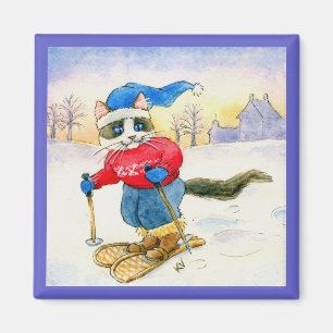 Íman Esportes de inverno bonitos do gato do sapato de