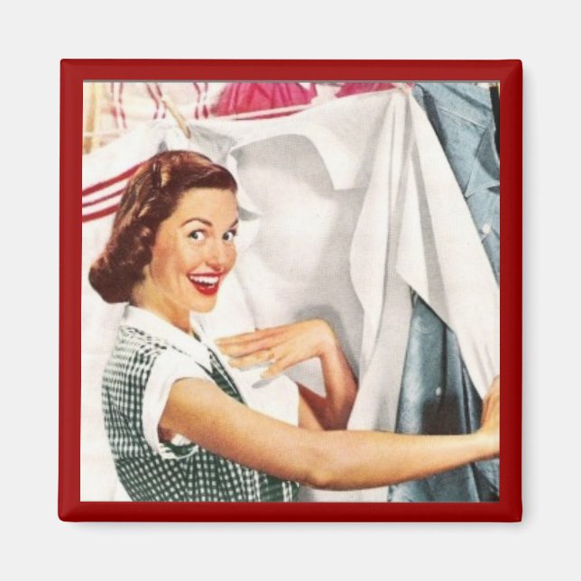 ÍMAN ESPOSA FELIZ DA CASA NA RETRO MAGNET DE DIA ÚTIL (Frente)