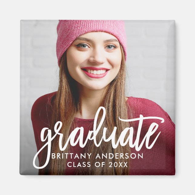 Íman Esquadra de Anúncio de Graduação Moderna de Script (Frente)