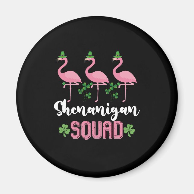 Íman Esquadrão Shenanigan Flamingo Leprechaun St Patric (Frente)