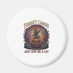 Íman Esqueça o Doce Só Me Dê Gato Halloween Abóbora_1