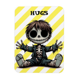 Íman esqueleto assustador garoto dando abraços arte de