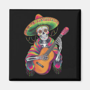 Íman Esqueleto De Cinco De Mayo Guitarra De Festa Crâni