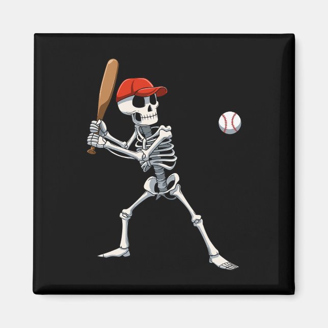 Íman Esqueleto de Halloween do Baseball tocando Baseb (Frente)