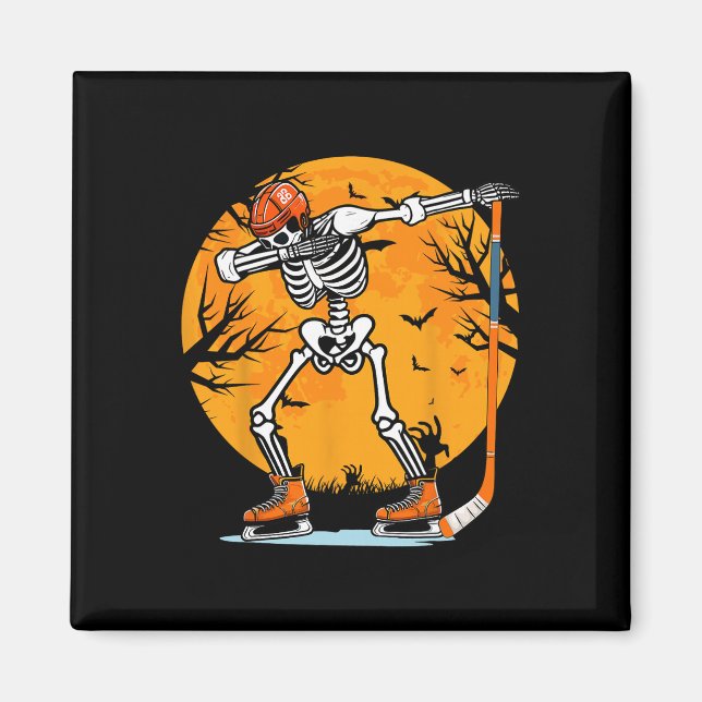 Íman Esqueleto de hóquei no gelo no Halloween, meninos  (Frente)
