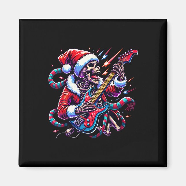 Íman Esqueleto de Rockin' Xmas - Feriado de Violão Elét (Frente)
