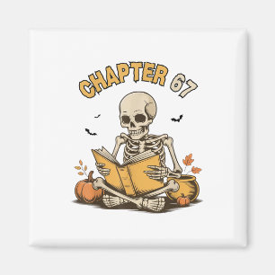 Íman Esqueleto engraçado de Halloween lendo livro 67 me