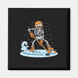 Íman Esqueleto Engraçado de Hóquei no Gelo no Halloween