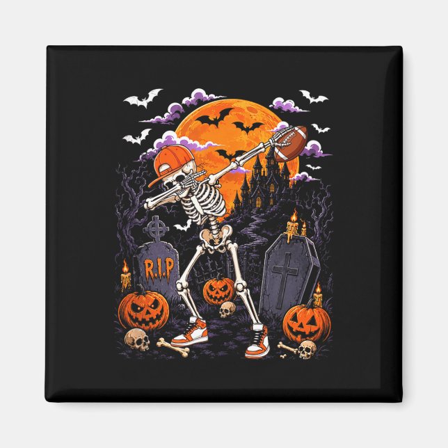 Íman Esqueleto fazendo dabbing fantasia de Halloween jo (Frente)