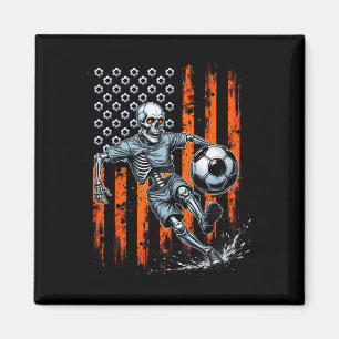 Íman Esqueleto Retro Jogando Futebol Bandeira dos EUA A