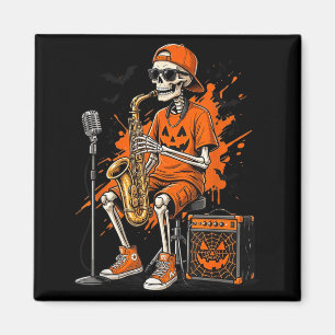 Íman Esqueleto Saxofone Halloween Engraçado Saxofonista