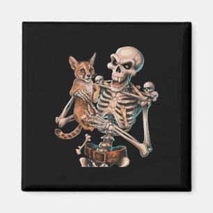 Íman Esqueleto Segurando Um Gato Gatinho Halloween Men 