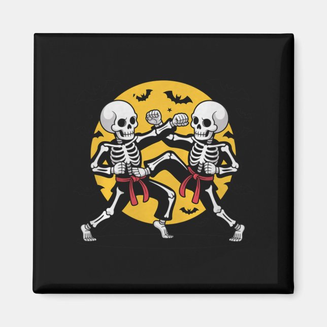 Íman Esqueletos de Halloween Karate Artes Marciais Prem (Frente)