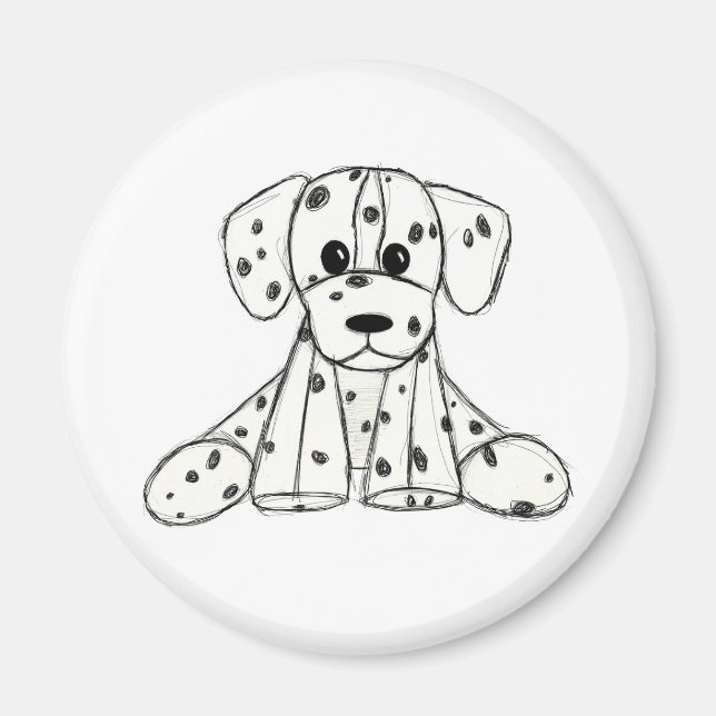 Íman Esquema de desenho de cão empalhado Dalmático pret (Frente)
