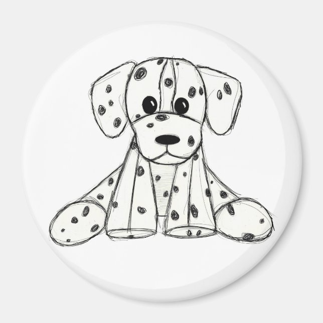 Íman Esquema de desenho de cão empalhado Dalmático pret (Frente)