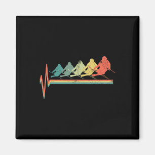 Íman Esqui Freestyle Skier Skier Heartbeat Retro Funny 