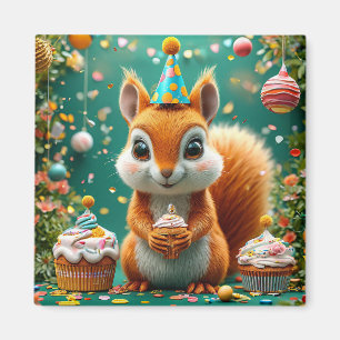 Íman Esquilo adorável de aniversário