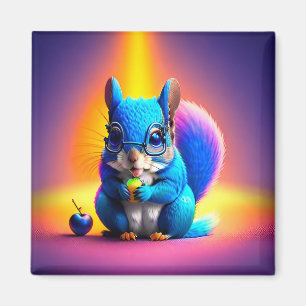 Íman Esquilo Azul Comendo Uma Fruta