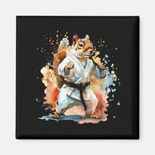 Íman Esquilo de Karatê Aquarela Taekwondo MMA Esquilo