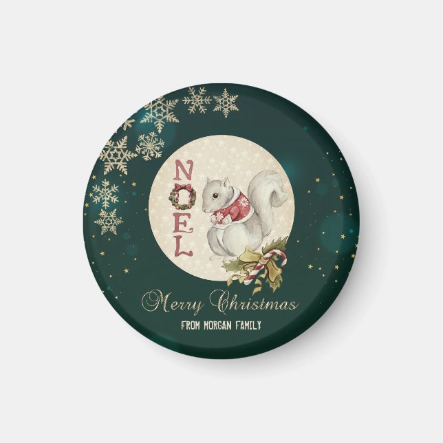 Íman Esquilo de natais vintages, Flocos de neve (Frente)