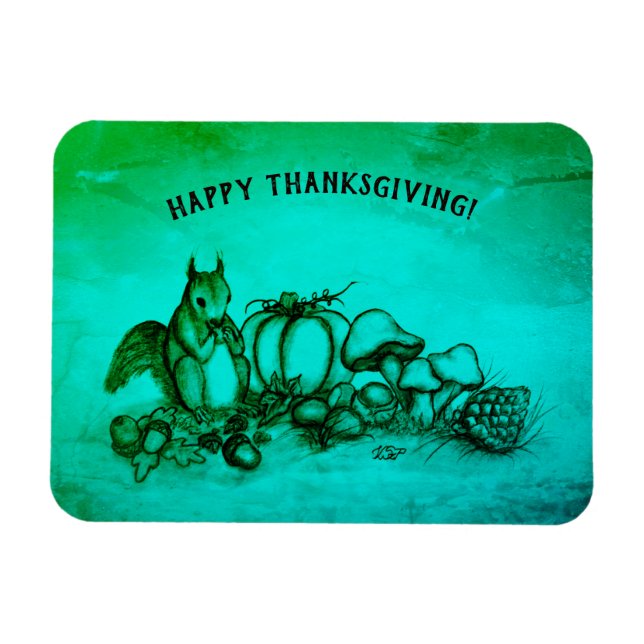 Íman Esquilo no outono, Feliz Ação de Graças! (Horizontal)