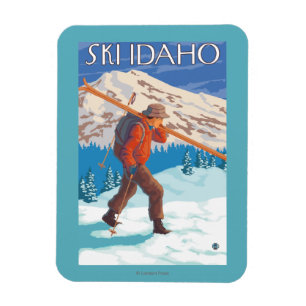 Íman Esquis da neve do carregando do esquiador - Idaho