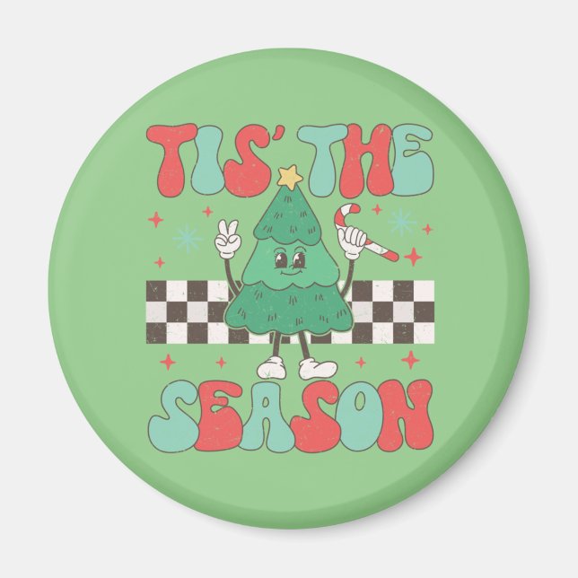 Íman Esta É A Época De Natal Groovy Retro Xmas (Frente)