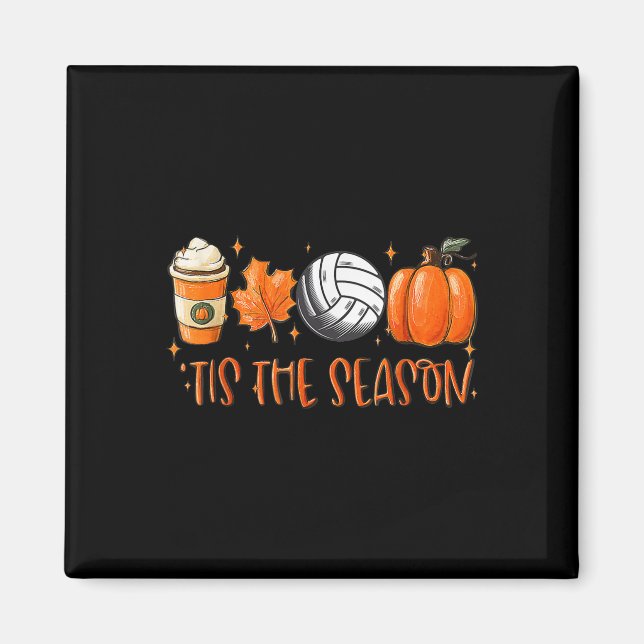 Íman Esta É A Época Pumpkin Leaf Latte Fall Voleibol (Frente)