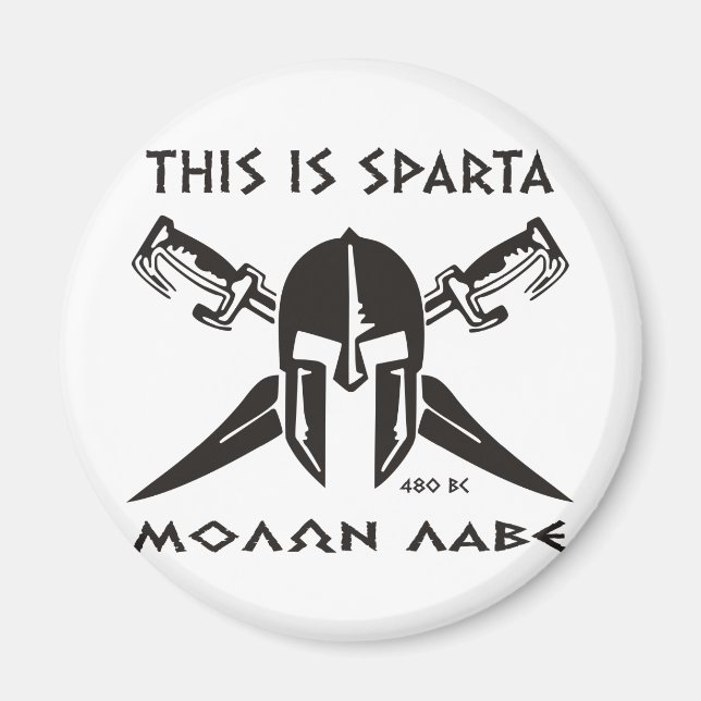 Íman Esta é Sparta - Molon Lave - Preto (Frente)
