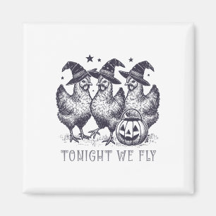 Íman Esta Noite Voamos Engraçado Galinha Halloween Figu