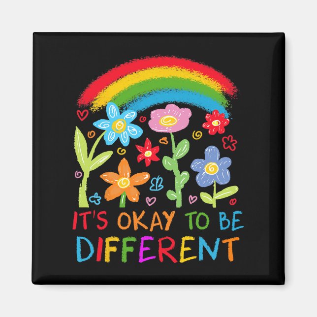 Íman Está Tudo Bem Ser Diferente Autismo Rainbow Boho N (Frente)