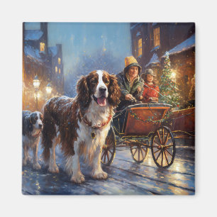 Íman Estação Festiva de Natal Inglês Springer Spaniel