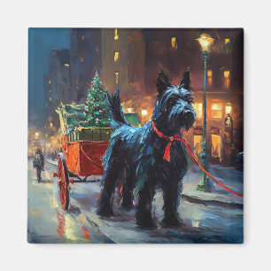 Íman Estação Festiva Terrier Christmas da Escócia