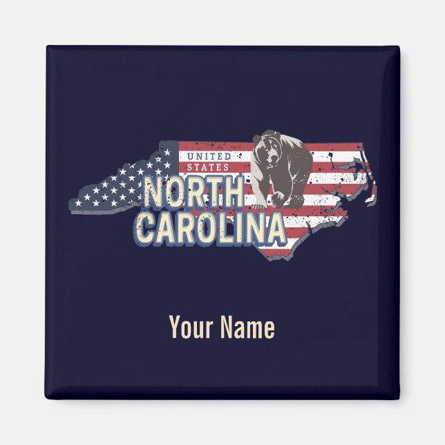 Íman Estado da Carolina do Norte Estados Unidos Mapa US (Frente)