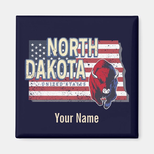 Íman Estado de Dakota do Norte Estados Unidos - Mapa Re (Frente)