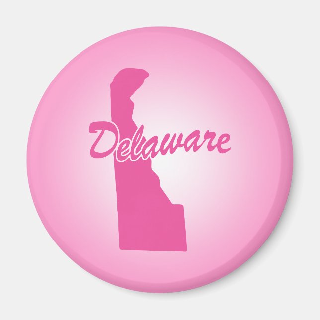 Íman Estado de Delaware Magnet Rosa (Frente)