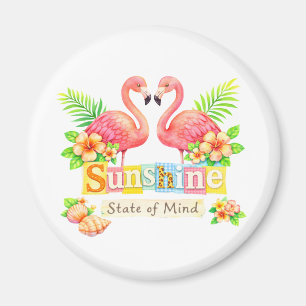 Íman Estado de Espírito Ensolarado Flamingo Flores Trop