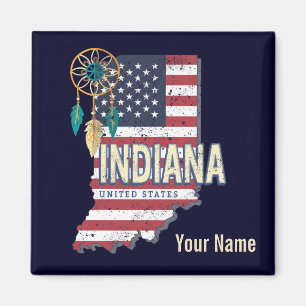 Íman Estado de Indiana Estados Unidos - Retro Map Vinta
