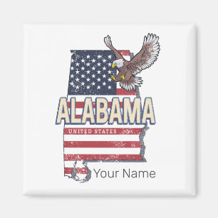 Íman Estado do Alabama Estados Unidos - Retro Map Vinta