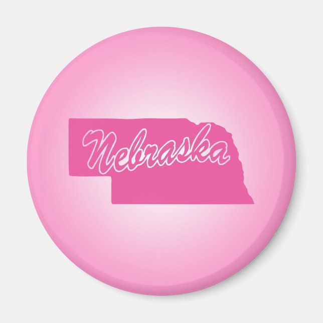 Íman Estado do Nebraska Magnet Rosa (Frente)