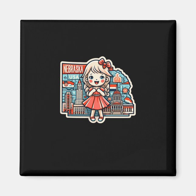 Íman Estado Do Nebraska Na Usa Sticker1 (Frente)