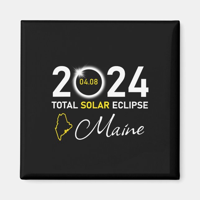 Íman Estado Total do Eclipse Solar Maine 2024 (Frente)