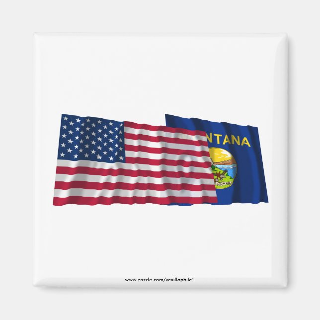 Íman Estados Unidos e Montana Waving Flags (Frente)