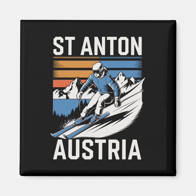 Íman Estância de esqui Retro St Anton Áustria (Frente)