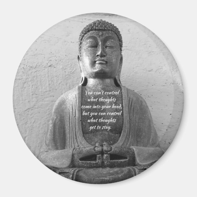 Íman estátua buda antiga, citação, meditação, ímã (Frente)