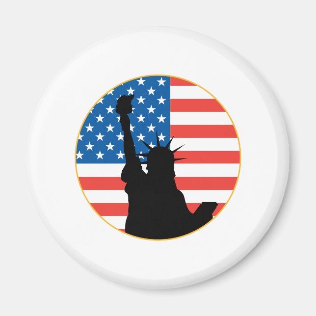 Íman Estátua da Liberdade Design Patriótica (Frente)