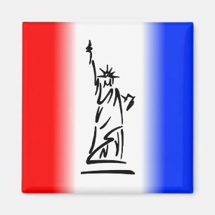 Íman Estátua da Liberdade Faixa Vermelha Branca Azul