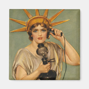 Íman Estátua da Liberdade Vintage, Anúncio Patriótico d