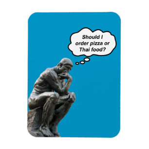 Íman Estatua engraçada do Pensador de Rodin - Pizza ou 