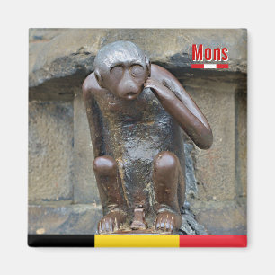 Íman Estátua medieval de macaco na Grand Place de Mons,